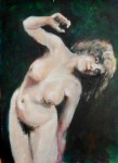 portrait d'une jeune femme nue , dans une attitude un peu moqueuse.